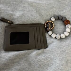 Amazon Gray Card Holder with Marble Beaded Keychain